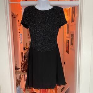 VTG Y2K Caché Mini Dress Sz 6 Silk Rainbow Beaded Party Cocktail Fairy Grunge